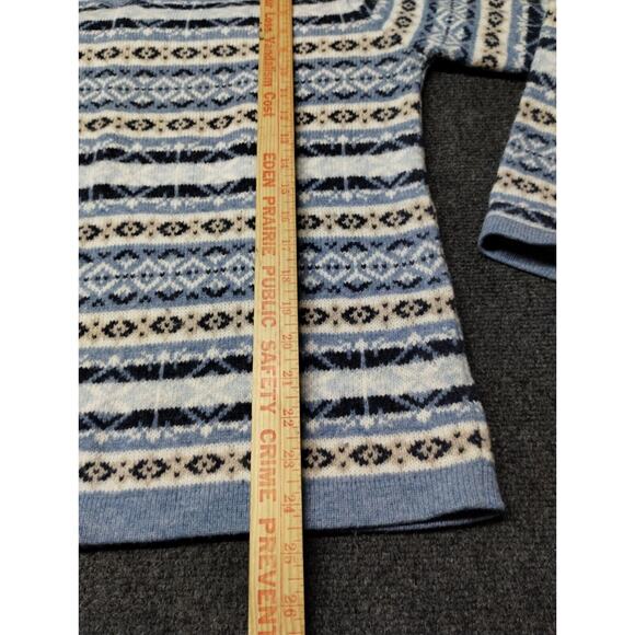 Cabelas Sweater Adult Large‎ Blue 100 % Lambswool Wool Fair Isle V Neck Soft - Picture 4 of 7